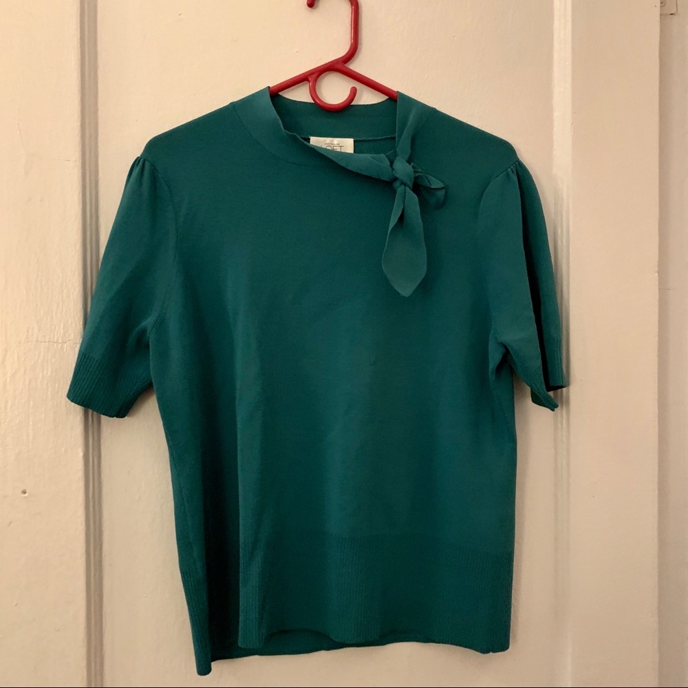 LOFT Teal Top With Neck Bow - Size XL